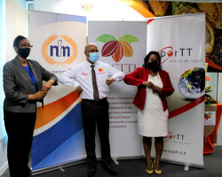 From Left - Ms. Lisa Cropper-Cudjoe , NFM Communications Officer; Mr. Leon Granger,NOC Chairman and CDCTTL CEO; and Ms. Deborah Hoyte of ExporTT